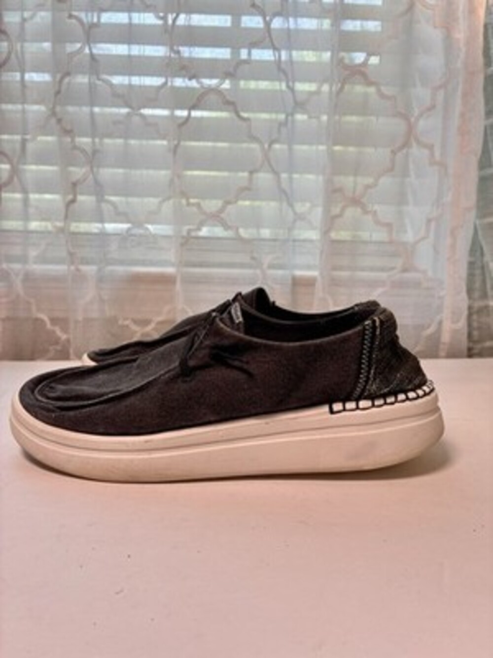 Women's Size 10 Hey Dude Wendy Rise platform slip-on shoes dark Gray